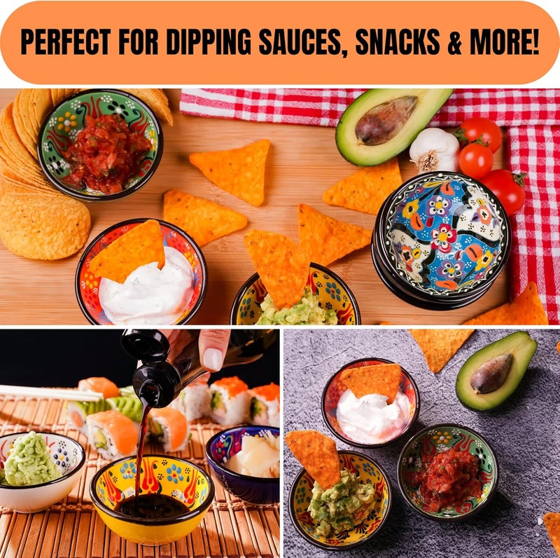 BCS BCS Ceramic Pinch Bowls Set of 6 Small Bowls for Dipping  Cooking Prep  Charcuterie Board Bowls Soy Sauce Dish Multicolor Handmade Decorative Serving Dishes 32  3 oz - Image 2