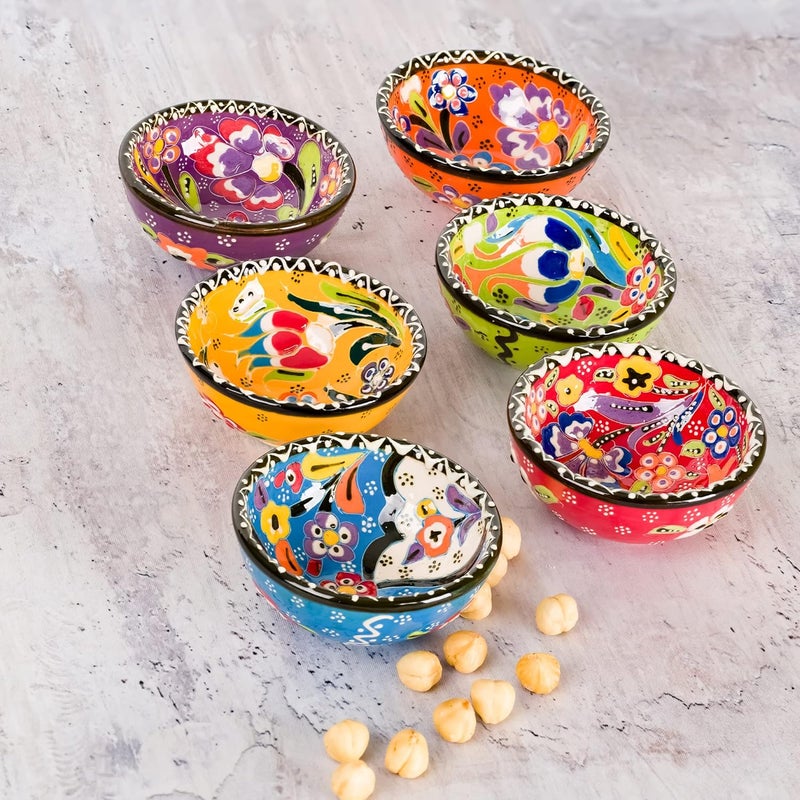 BCS BCS Ceramic Pinch Bowls Set of 6 Small Bowls for Dipping  Cooking Prep  Charcuterie Board Bowls Soy Sauce Dish Multicolor Handmade Decorative Serving Dishes 32  3 oz - Image 4