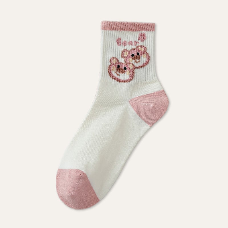 Spring New Three-Dimensional Feather Yarn Tube Socks Plush Women'S Socks New Brown Tube Cotton Zhuji Socks - Image 1
