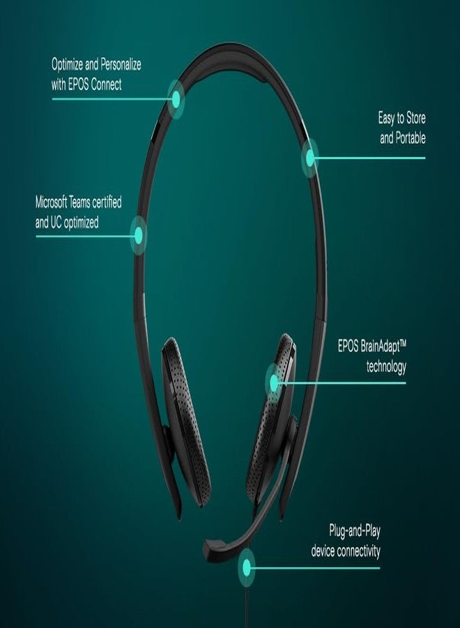 EPOS I SENNHEISER C10 3.5 mm headset with microphone | Wired headphones with simple and flexible 3.5 mm connection BrainAdapt™ Technology - Image 2
