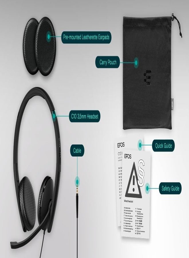 EPOS I SENNHEISER C10 3.5 mm headset with microphone | Wired headphones with simple and flexible 3.5 mm connection BrainAdapt™ Technology - Image 4