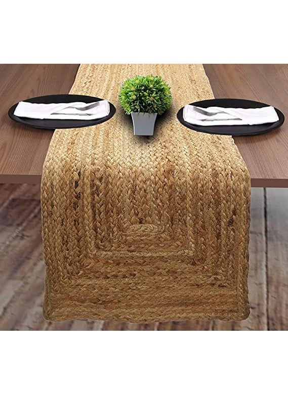 Legacy Legacy Jute Table Runner | Elegant Coffee, Dining & Center Table Decor | Perfect for Parties, Weddings, Family Dinners | Heat Resistant Dining Table Runner & Place Mats (14"X54" inch, Natural Jute)  - Image 1