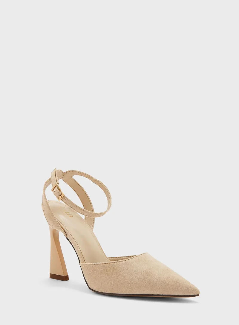 ELLA Faux Suede Ankle Strap Pointed Pump