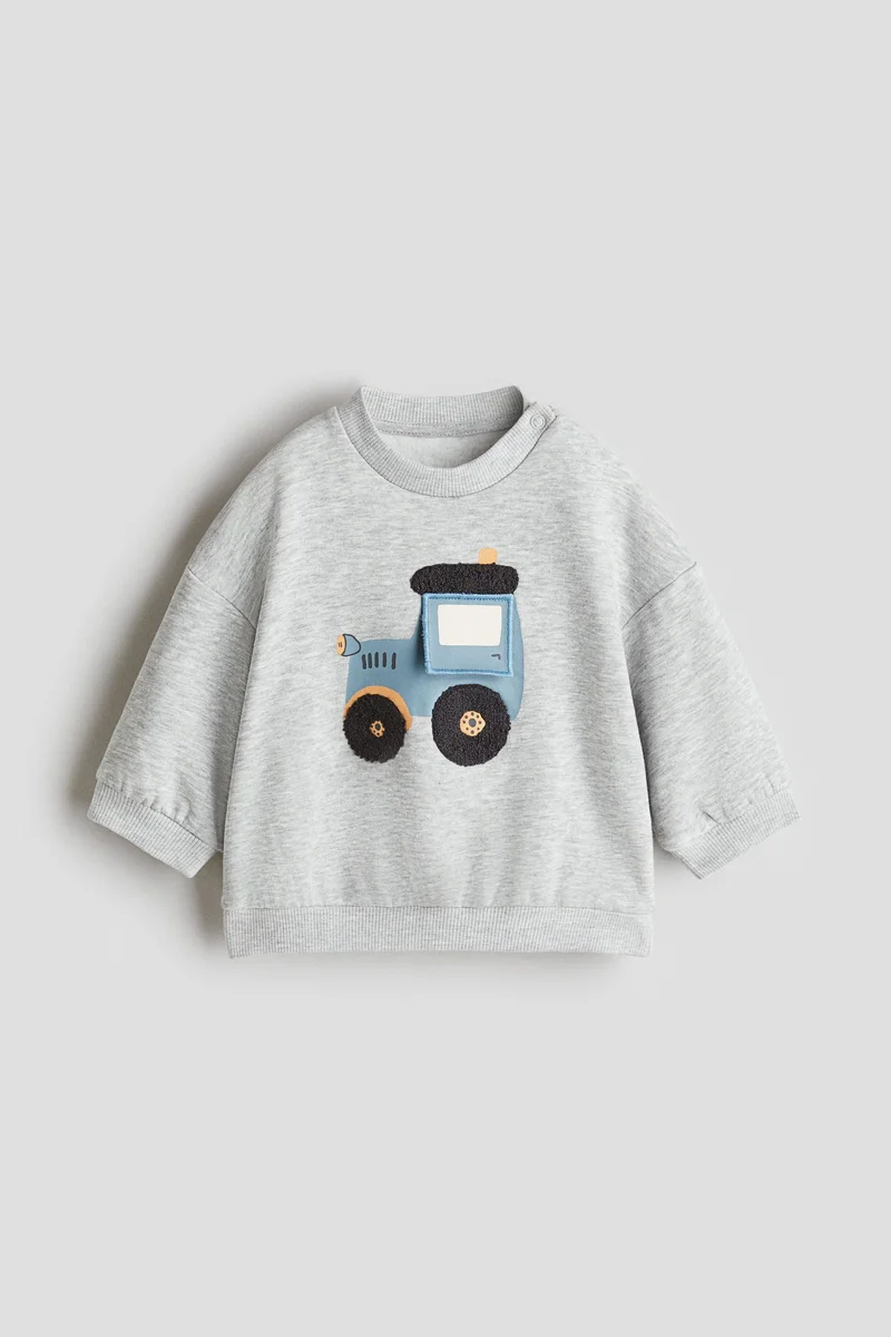 H&M Motif-detail brushed-inside sweatshirt