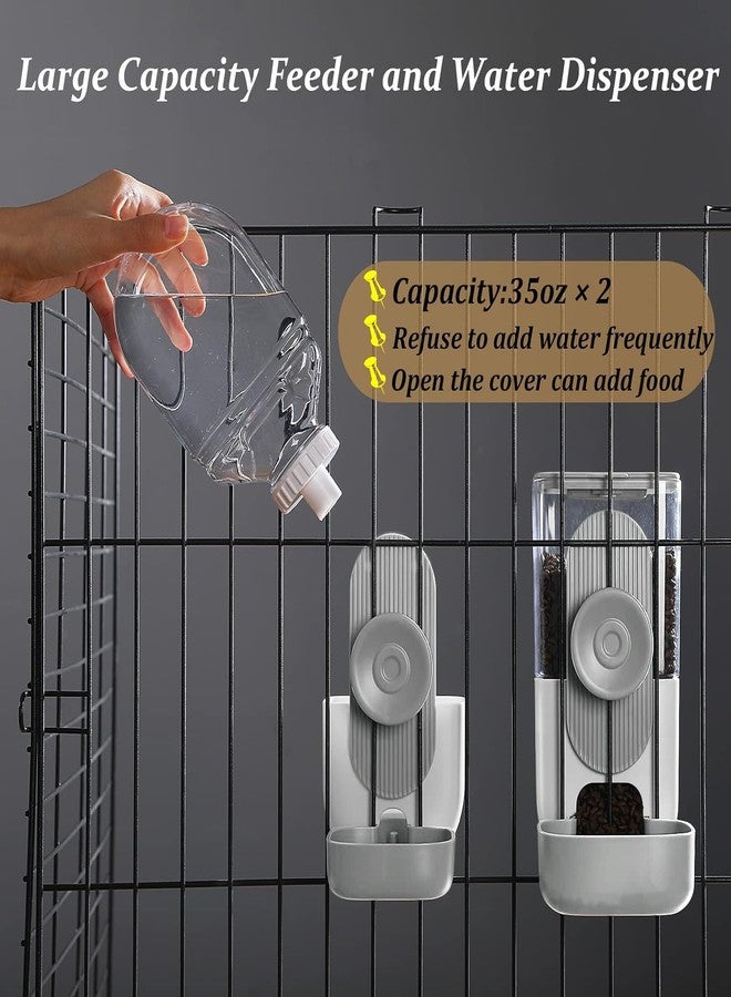 Kenond Hanging Automatic Food Water Dispenser, 35oz Rabbit Feeder Guinea Pig Water Bottle Feeder for Ferret Guinea Pig Rabbit Bunny Cage Accessories(Gray) - Image 2