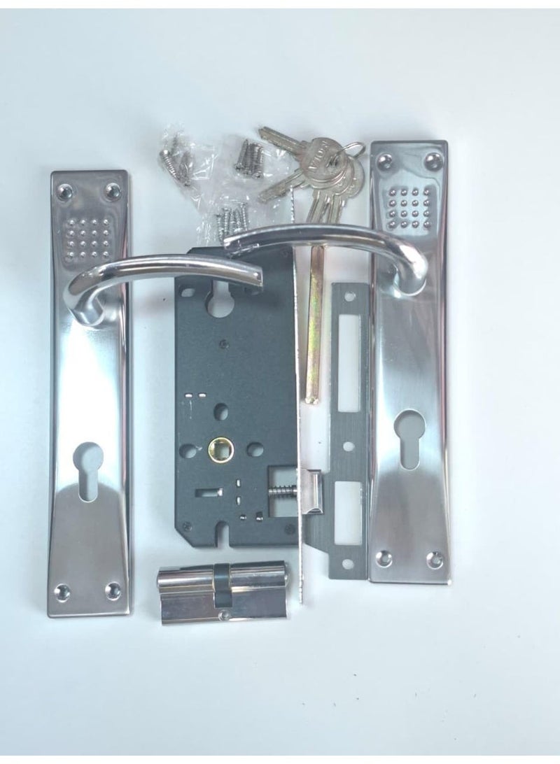 SOLA High Quality Door Lock Full Set with 4 Keys - Model 992-26 SN/CP Premium High Handle Door Lever - Complete Security Kit with Mortise Lock Body and Cylinder for Home and Office Doors - Image 2