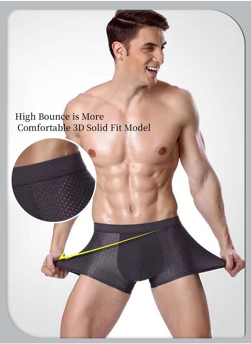 4 Pieces Men's Boxer Briefs Set, Ice Mesh Breathable, Comfortable, High Elastic, Thin, Quick Dry, Flat Boxer Shorts for Men