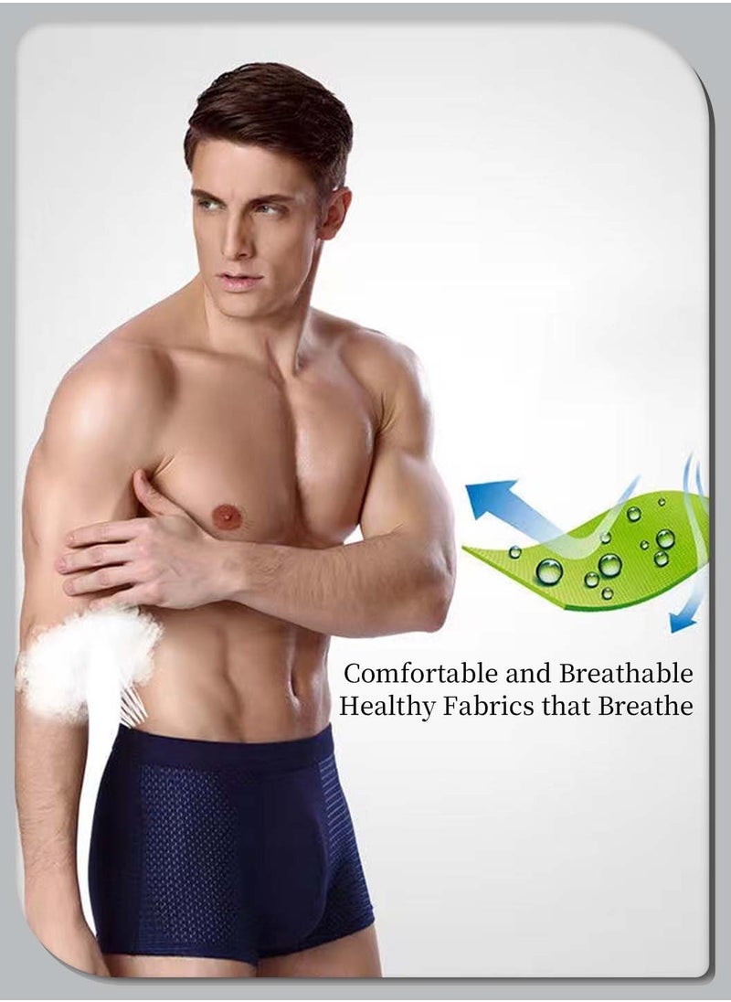 4 Pieces Men's Boxer Briefs Set, Ice Mesh Breathable, Comfortable, High Elastic, Thin, Quick Dry, Flat Boxer Shorts for Men