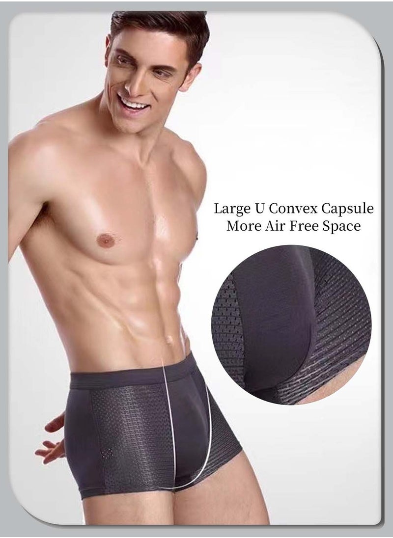 4 Pieces Men's Boxer Briefs Set, Ice Mesh Breathable, Comfortable, High Elastic, Thin, Quick Dry, Flat Boxer Shorts for Men