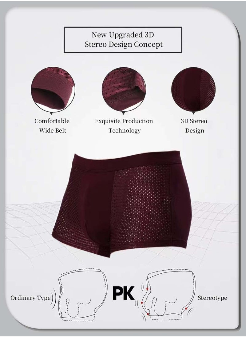 4 Pieces Men's Boxer Briefs Set, Ice Mesh Breathable, Comfortable, High Elastic, Thin, Quick Dry, Flat Boxer Shorts for Men