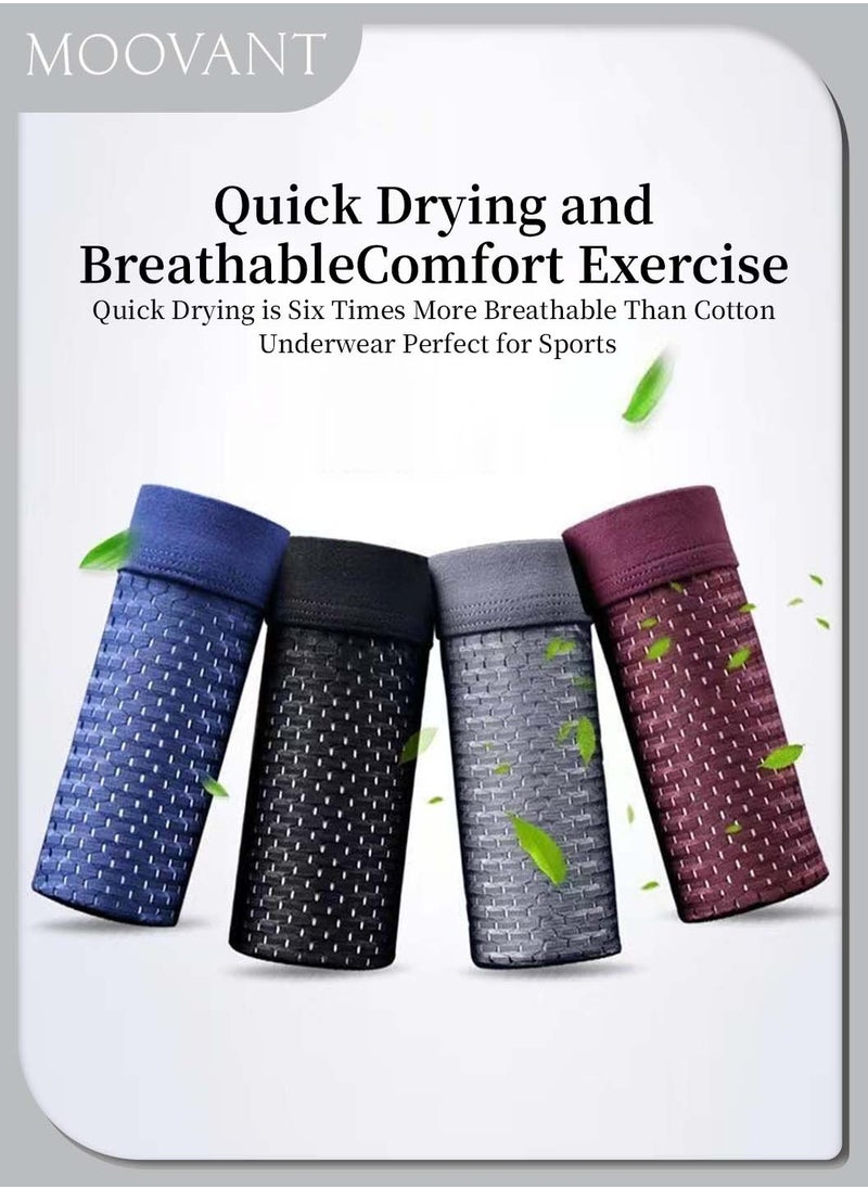 4 Pieces Men's Boxer Briefs Set, Ice Mesh Breathable, Comfortable, High Elastic, Thin, Quick Dry, Flat Boxer Shorts for Men