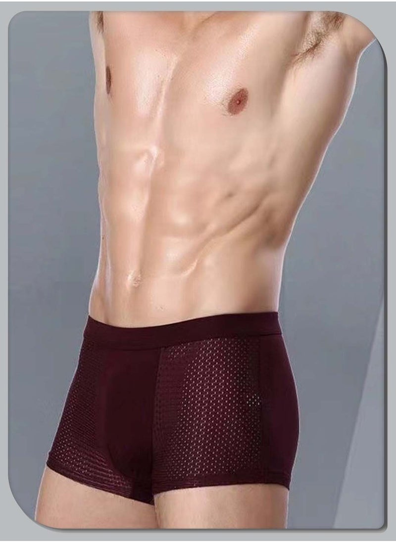 4 Pieces Men's Boxer Briefs Set, Ice Mesh Breathable, Comfortable, High Elastic, Thin, Quick Dry, Flat Boxer Shorts for Men