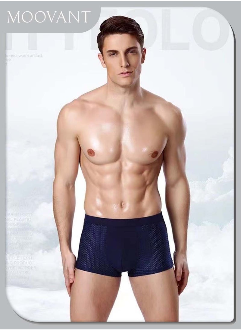 4 Pieces Men's Boxer Briefs Set, Ice Mesh Breathable, Comfortable, High Elastic, Thin, Quick Dry, Flat Boxer Shorts for Men