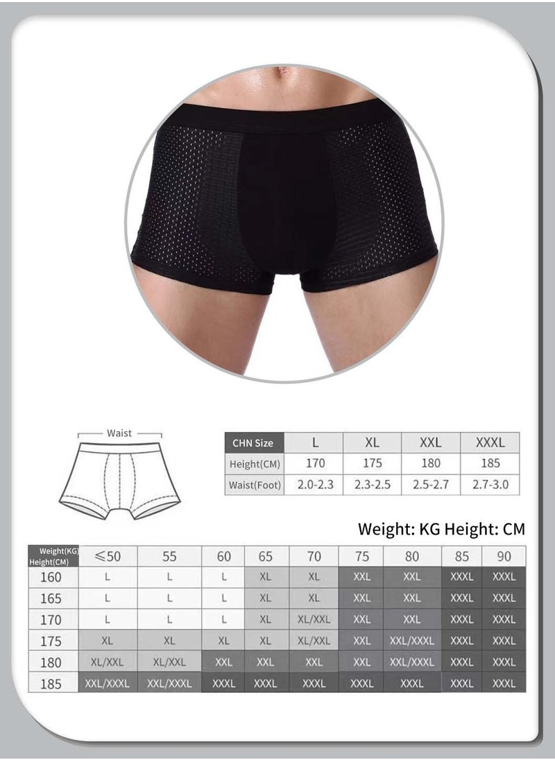 4 Pieces Men's Boxer Briefs Set, Ice Mesh Breathable, Comfortable, High Elastic, Thin, Quick Dry, Flat Boxer Shorts for Men