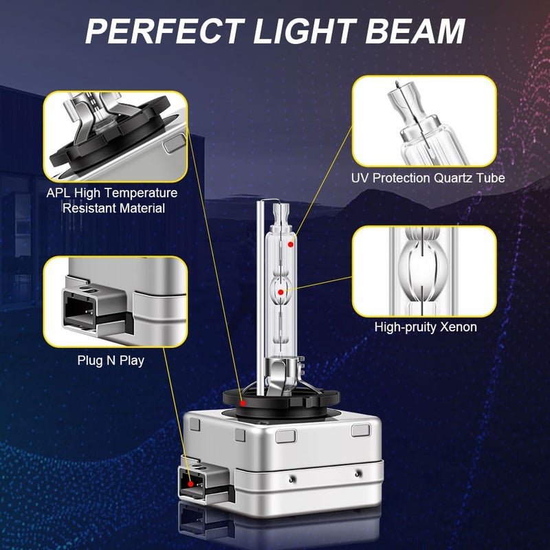 Erato D1S Xenon Headlight Bulbs,6000K 35W Diamond White High Low Beam Headlamps 12V Car Replacement Bulbs- Pack of 2 - Image 5