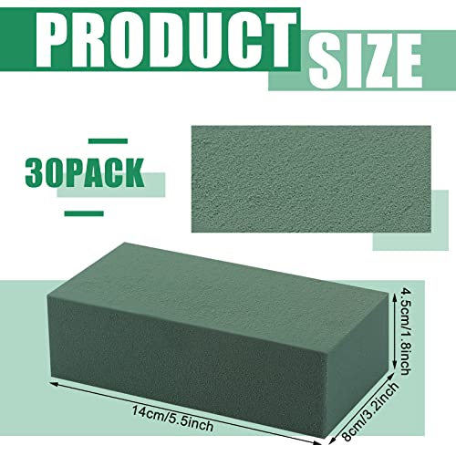 Marsui 30Pcs Floral Foam Blocks Dry and Wet Florist Foam Brick Flower Arrangements Supplies for Fresh and Artificial Flowers Craft Plant Filler Decoration, Green(3.2 x 5.5 x 1.8 Inch) - Image 2