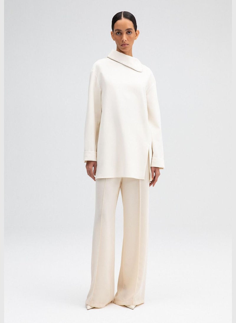 Touche تونيك كريب برقبة مضلعة - Image 1