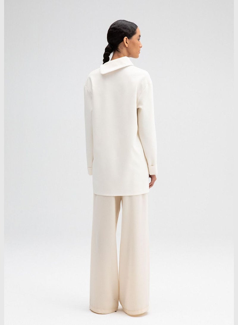 Touche تونيك كريب برقبة مضلعة - Image 3