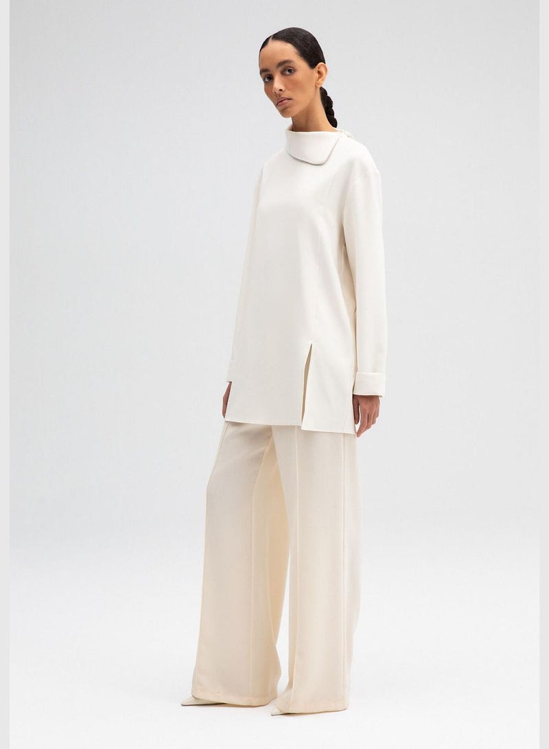 Touche تونيك كريب برقبة مضلعة - Image 2