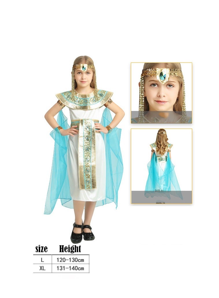 Beauenty Girl Ancient Egyptian Princess Dress Cosplay Costume With Accessories For Kids Carnival Party Costume Dress - Image 3