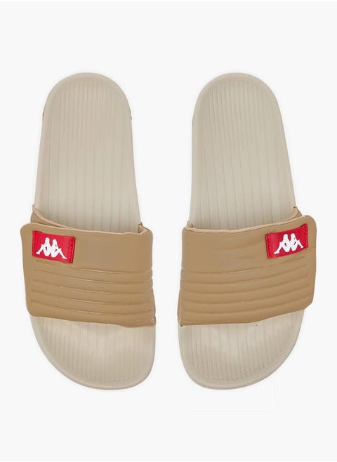 Women's Logo Print Slides With Hook And Loop Closure
