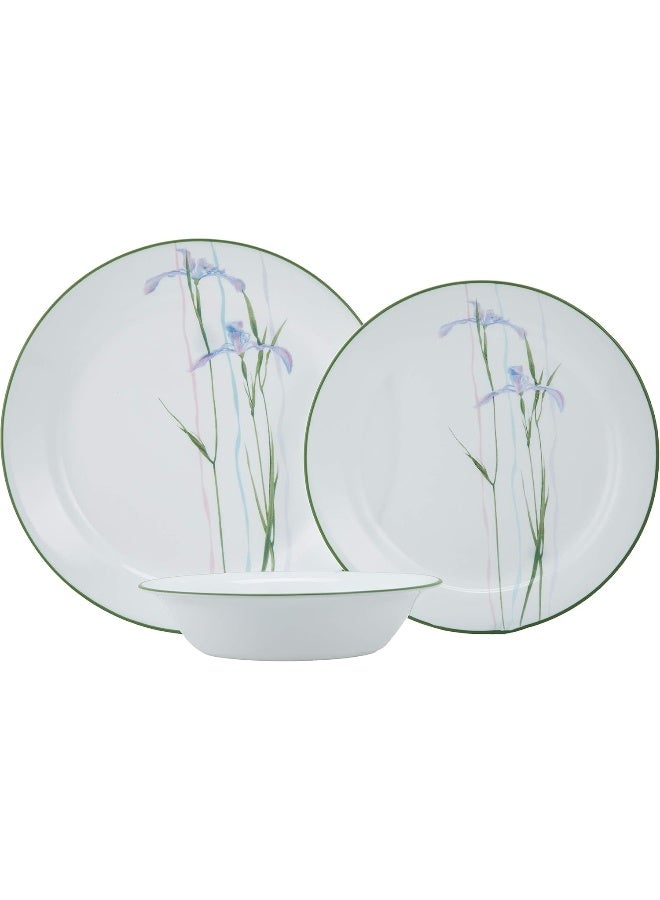 Corelle Vitrelle 3- Layer Glass Shadow Iris - 18 Pieces Set, White and Purple - Image 2