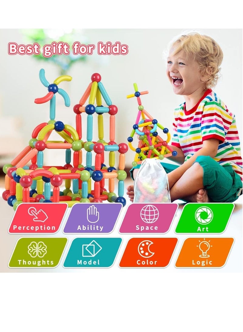 Gonice 84 Pcs Magnetic Building Sticks Blocks Toys, Magnet Educational Toys Magnetic Blocks Sticks Stacking Toys  - Image 3