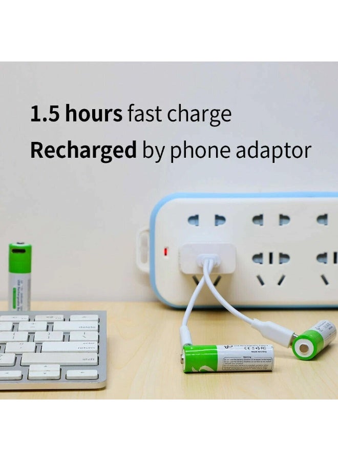 AA Rechargeable Batteries 1.5V with 750mWh Capacity – Lithium-Ion Batteries with USB-C Charging Cable, Fast and High-Capacity Charging – Safe and Reliable with Overcharge Protection – Continuous Output up to 1200 Cycles – Pack of 4 Multi-Purpose Batteries for Electronics, Games, Lamps, Remote Controls, Home Equipment, and Cameras – Long-Lasting, Stable, and Powerful Energy for Every Use – Reusable Batteries to Reduce Waste and Protect the Environment – Easy to Charge, Eco-Friendly, and Safe for All Household and Electronic Devices - Image 3