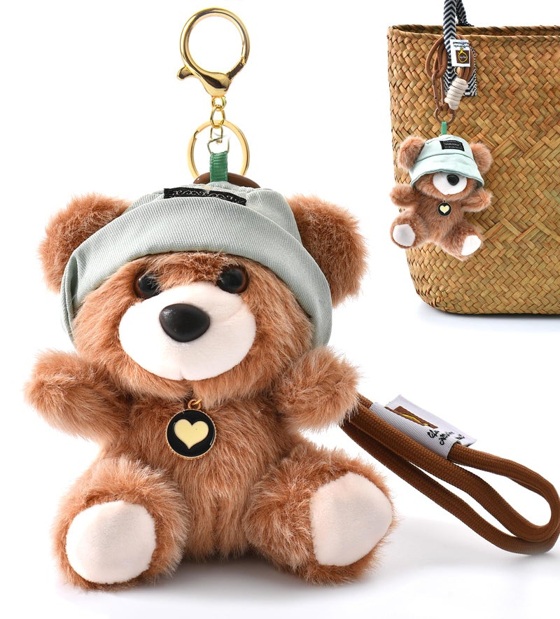 YILANFULL Teddy Bear Bag charm Plush Keychain Cute Kawaii Bear Keyring Purse Backpack Handbag Tote Charms Bookbag Decorations (Brown) - Image 1