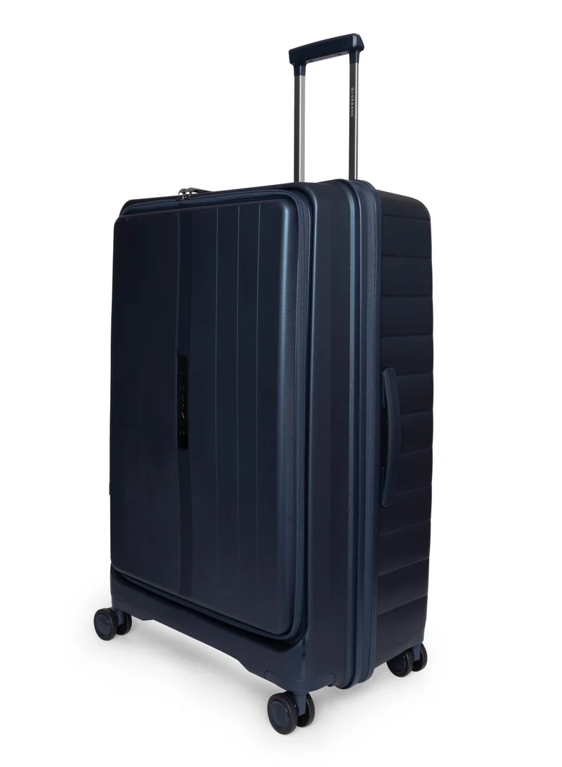 GIORDANO Giordano Titanium Front Opening Hardshell Luggage Set, Unbreakable Expandable, Secure Lock, 4 Double Wheels Travel Lugggage, Laptop Compartment on Small Carry-on Cabin Luggage, Checked Luggage. Navy