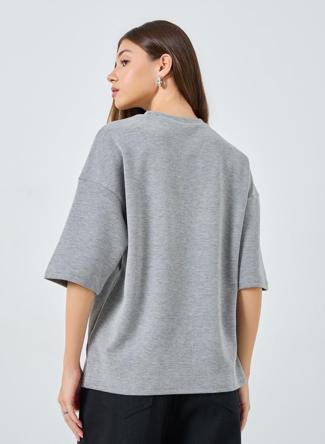 ستايلي تيشيرت محبوك بقصة واسعة - Image 4