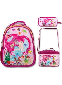 Famebag -Ümit Bag Pink Mermaid School Bag Lunch and Pencil Bag Set  - Image 1