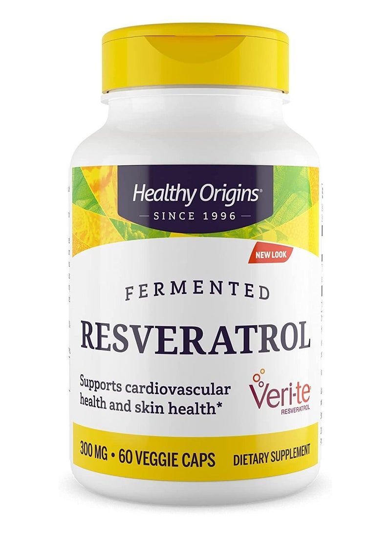 Healthy Origins - Resveratrol Supports Cardiovascular Health and Skin Health ( Veri-te ) Dietary Supplement 300mg - 60 Veggie Caps - Image 1