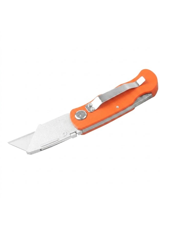 Folding Utility Knife with 5 Replaceable SK5 Steel Blades – Heavy Duty Box Cutter with Pocket Clip – Quick-Change Blade Mechanism & Safety Lock-Back Design – Portable Art Cutter for Wood, Leather & Cardboard - Image 3
