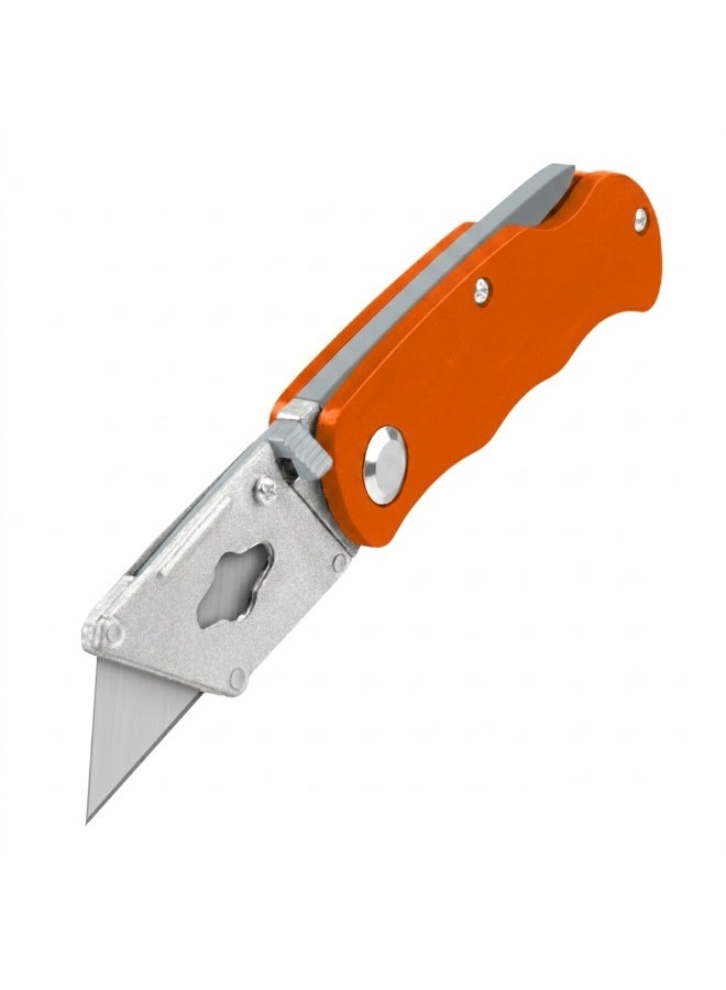 Folding Utility Knife with 5 Replaceable SK5 Steel Blades – Heavy Duty Box Cutter with Pocket Clip – Quick-Change Blade Mechanism & Safety Lock-Back Design – Portable Art Cutter for Wood, Leather & Cardboard - Image 1