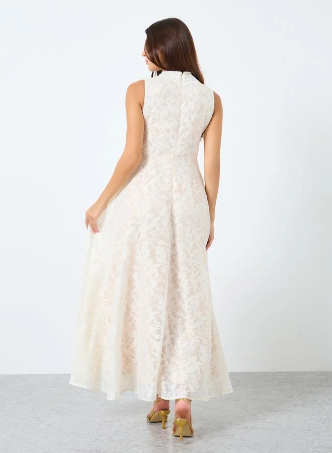 Styli  Styli Lace Sleeveless High Neck Maxi Dress for Women | Best Price UAE