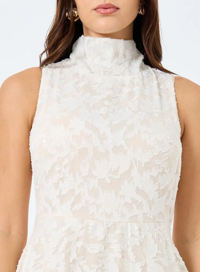 Styli  Styli Lace Sleeveless High Neck Maxi Dress for Women | Best Price UAE