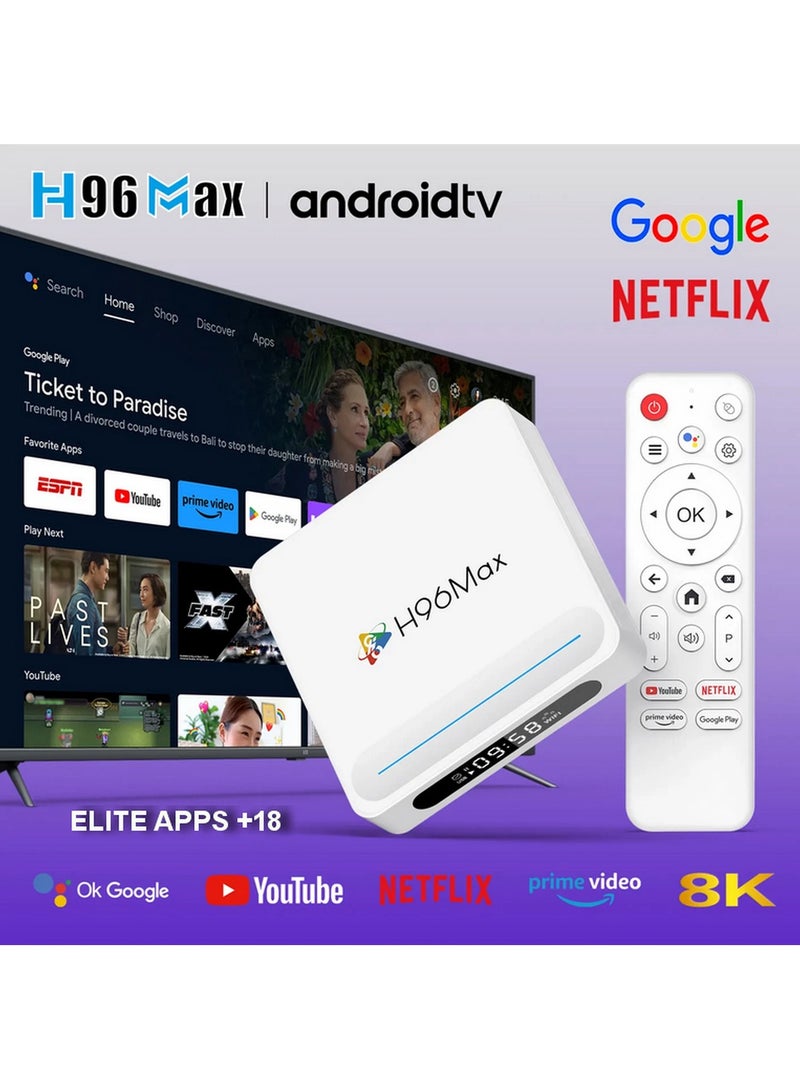 H96 Max Android TV Box 14.0, 4GB RAM 32GB ROM Android Box, 5G Dual WIFI BT5.4 WIFI6 8K Video Decoding 3D HDR Support, Ultra HD Voice Control Smart Home Player  - Image 1