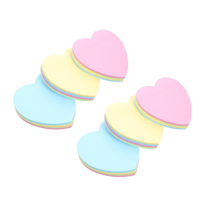 8Pcs Heart Shaped Super Sticky Memo Pads Bright Colors Clean Removal No Trace - Image 2