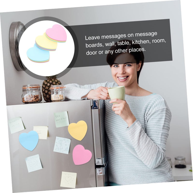 8Pcs Heart Shaped Super Sticky Memo Pads Bright Colors Clean Removal No Trace - Image 4