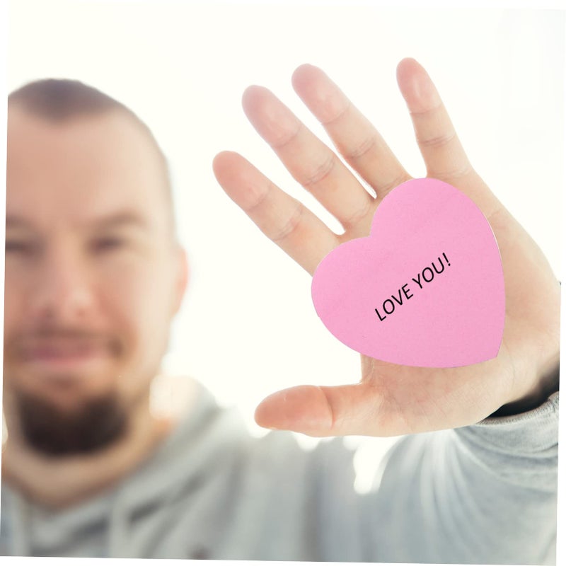 8Pcs Heart Shaped Super Sticky Memo Pads Bright Colors Clean Removal No Trace - Image 3
