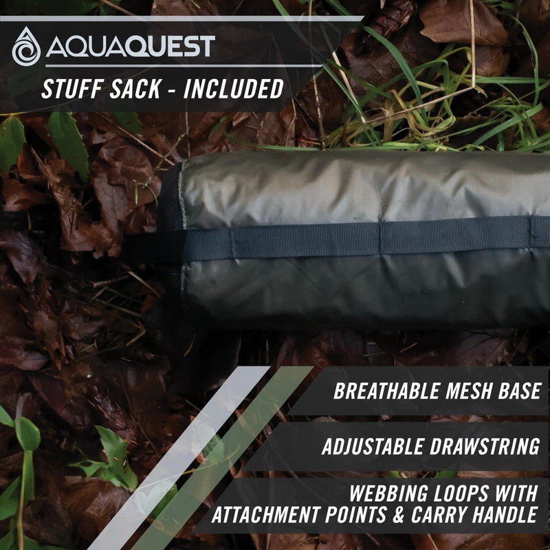 AquaQuest Guide Tarp â€“ Ultralight Waterproof (5,000 mm) Seamâ€‘Taped 40D Ripstop Rain Fly for Backpacking, Stealth Camping & Thruâ€‘Hiking â€“ 10Ã—10 Olive Drab - Image 4