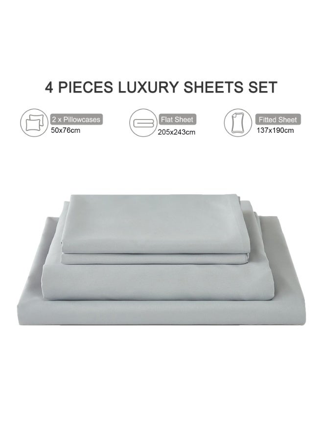 LEFAFA 4 Piece Bed Sheet Set, Soft Breathable Bamboo Polyester Sheets for Queen Size Bed Sheets with Deep Pocket, Hotel Luxury Breathable Cooling Bedding Sheet, 1 Fitted, 1 Flat, 2 Pillowcase(Full) - Image 4