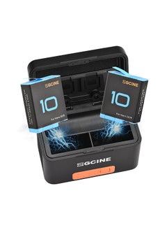 ZGCINE PS-G10 mini Portable Sports Camera Battery Fast Charging Case 5200mAh Wireless Dual Battery Charger with Type-C Port 2pcs 1800mAh Batteries Replacement for GoPro Hero 11/10/9