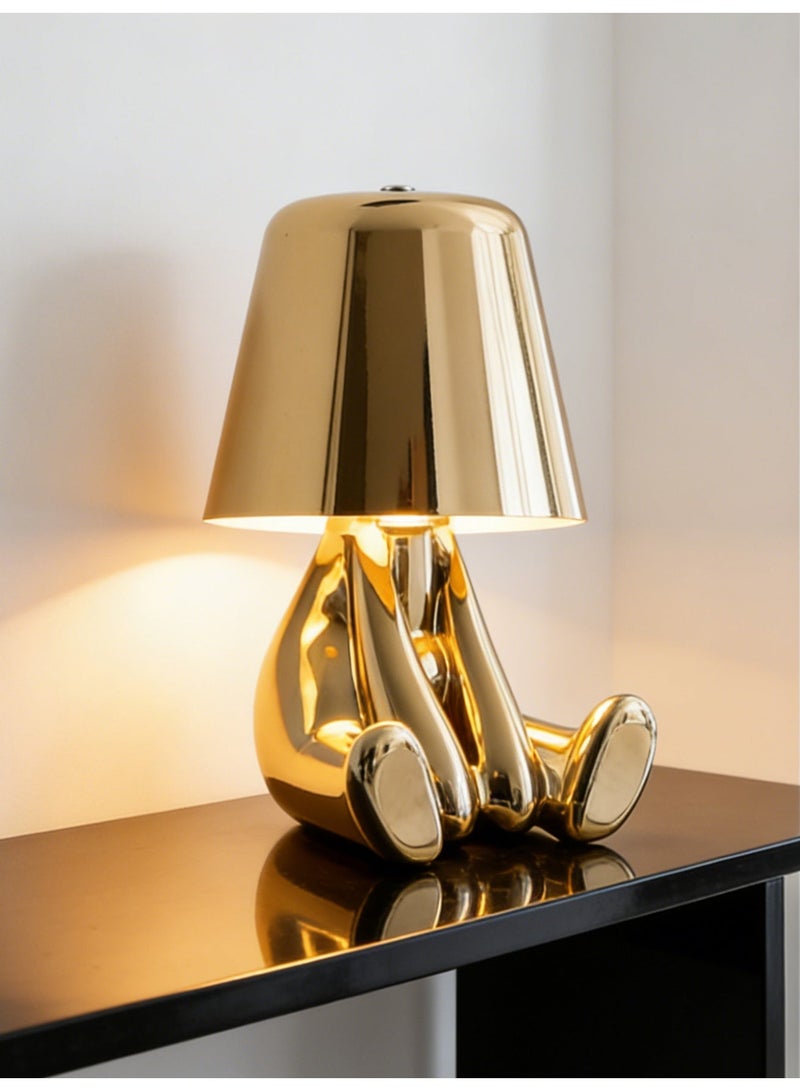 Little Golden Man Night Light, Cordless LED Table Lamp with Touch Sensor, 3-Level Dimming & Rechargeable Battery, Creative Decorative Desk Light for Home Office, Bedroom, Living Room, Unique Gift for Friends - Image 5