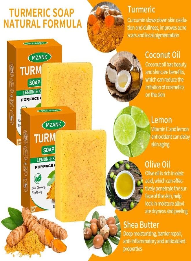 MZANK 2 Pack Kojic Acid Soap,Dark Spot Remover Turmeric Soap Bars Brightening & Moisturizing with Collagen,Vitamin,Hyaluronic Acid,Retinol,Shea Butter,Tumeric Soaps for Face Body All Skin Types - Image 2