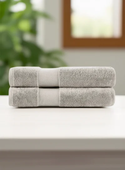 1Chase Luxury Cotton Bath Towels – Set of 2 Large Grey Towels | 70x140 cm, 600 GSM, Ultra-Soft & Absorbent Hotel & Spa Quality