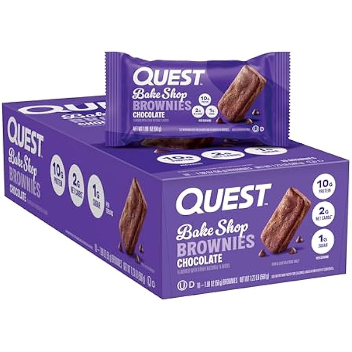 Quest Nutrition Bake Shop, Chocolate Brownies, 10g Protein, 2g Net Carbs, 1g Sugar, Protein Snack, 10 Count - Image 1