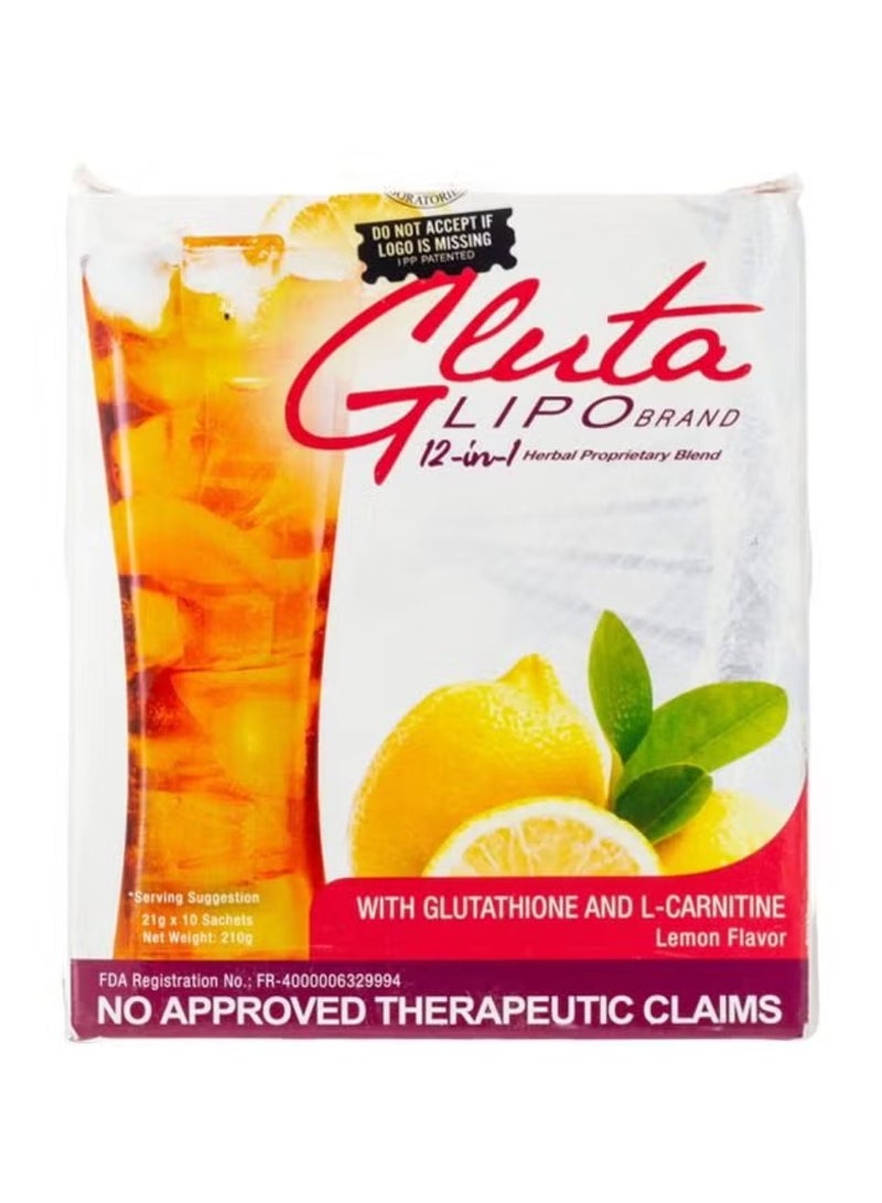 Glutalipo  12-in-1 Whitening & Slimming Juice - 21g x 10 Sachets - Image 1