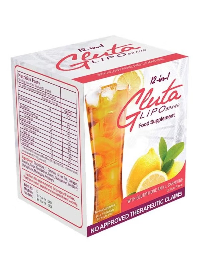 Glutalipo  12-in-1 Whitening & Slimming Juice - 21g x 10 Sachets - Image 2